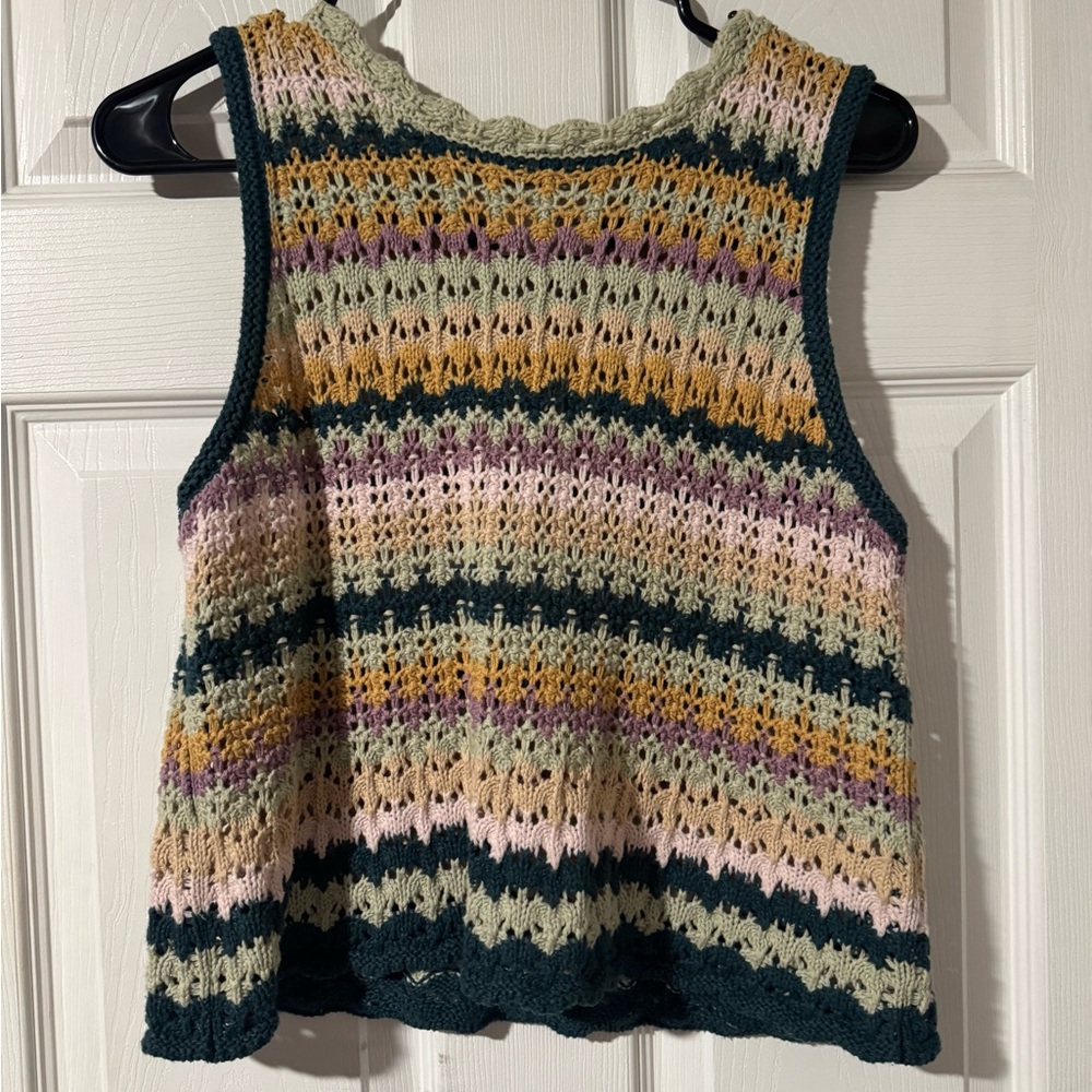 Universal Thread Crochet Knit Tank Top in Green, Pink, Yellow, Cream